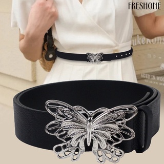 &lt;FRE Belts&gt; เข็มขัดหนังเทียม หัวเข็มขัดผีเสื้อ ปรับได้ สําหรับผู้หญิง