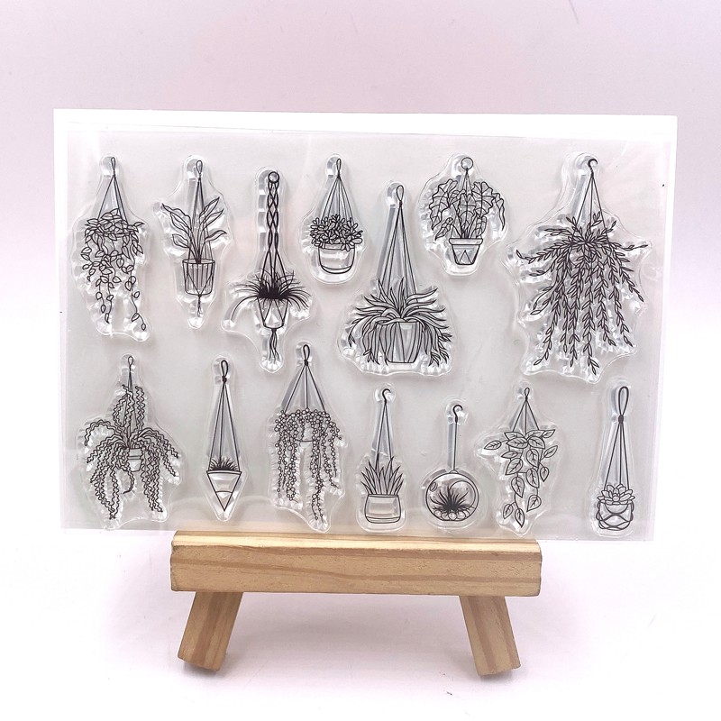 ตะกร้าแขวนดอกไม้ DIY ซิลิโคนแสตมป์ใส Cling Seal ลายนูนอัลบั้มตกแต่ง