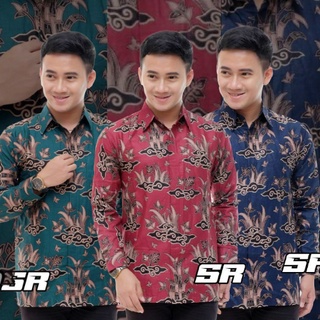 เสื้อเชิ้ตแขนยาว ผ้าบาติก สําหรับผู้ชาย ขนาด M L XL XXL BSWART BATIK HRB026 ไซซ์ M L XL XXL