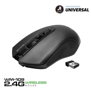 Mouse 2.4G Wireless Optical Mouse รุ่น WM-109 (Black) (เมาส์ ไร้สาย)- คลิ๊กไร้เสียง (Silent Click)- ความเร็ว 800 - 1200