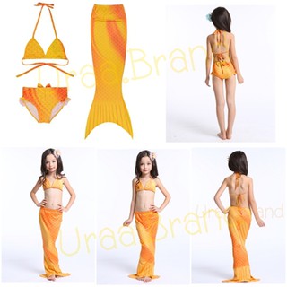 โค้ด URAA10AP ลด10% เมื่อซื้อ 999บ. &lt; ส่งฟรี/พร้อมส่ง &gt; ชุดว่ายน้ำเด็ก ชุดเด็ก Mermaid Swiming เซ็ท 3 ชิ้น รุ่น  Bikini