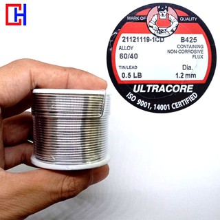 ตะกั่วบัดกรี น้ำหนัก 0.5 LB ขนาดเส้น 1.2 mm 60/40 ULTRACORE แท้