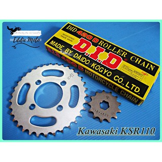 KAWASAKI KSR110 (13T) FRONT ​&amp; (34T) REAR SPROCKET &amp; "DID" DRIVE CHAIN (420D-114RB) // สเตอร์หน้า สเตอร์หลัง พร้อมโซ่