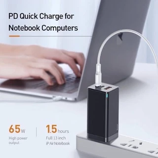 Baseus หัวชาร์จเร็ว GaN 65W Adapter Quick Charger type C ที่ชาร์จเร็ว ชุดชาร์จเร็ว อะแดปเตอร์ samsung vivo