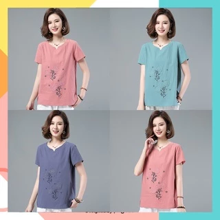 FBAShop 💕เสื้อคอจีนปักลายดอกไม้แบบวินเทจสีสวยใส่สบายสาวๆวัยทำงานก็ใส่ได้น้า