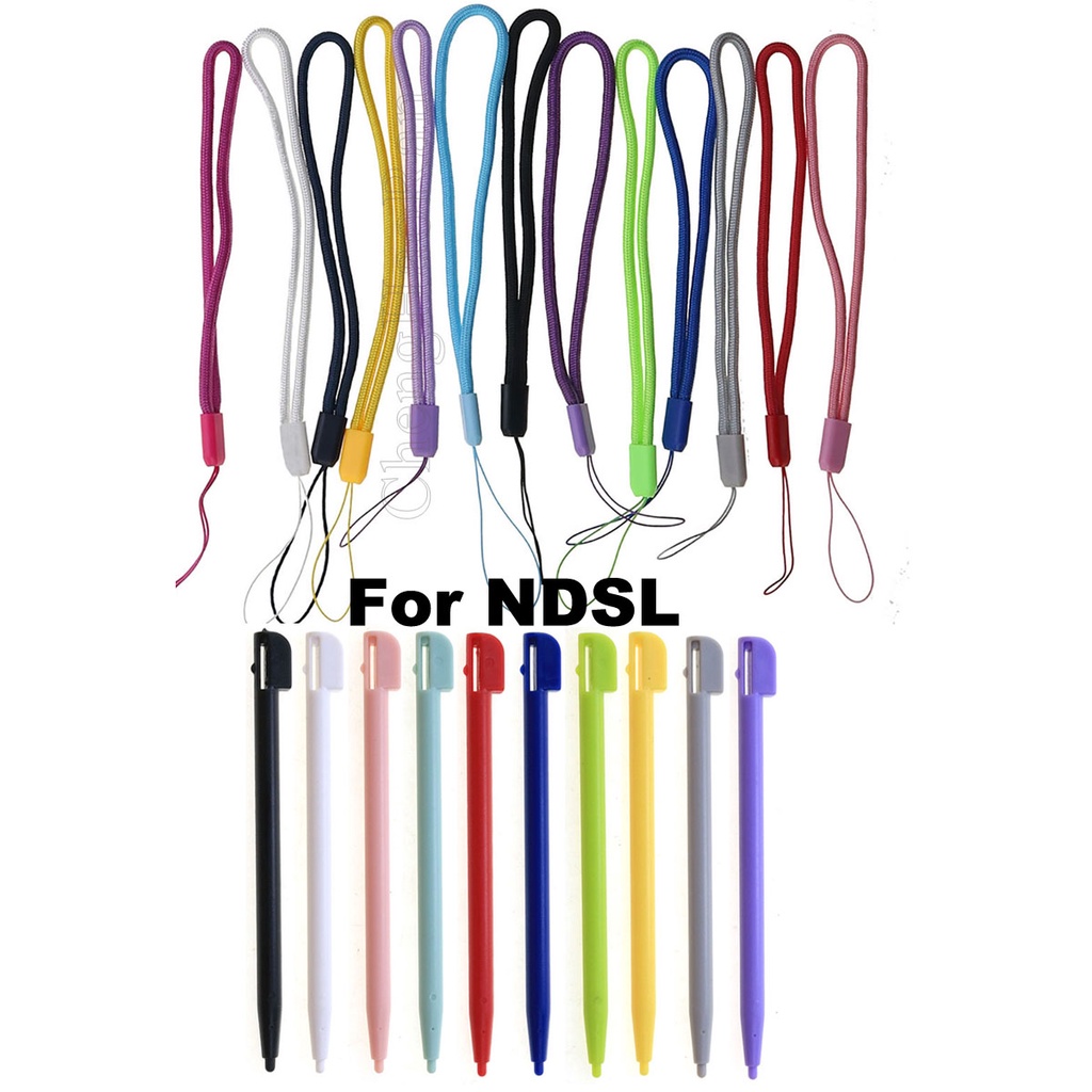 2 in 1 ชุดปากกาสไตลัส ดินสอทัชเพน พลาสติก หลากสี 10 สี พร้อมสายคล้องมือ สําหรับ NDSL DS LITE