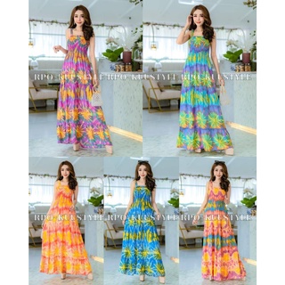 #สายเดี่ยวมัดย้อมหลายเฉด Maxi dress  แมกซี่เดรสลายขายดีอมตะ สายเดี่ยวอกใส่ยางดึงสม้อค ใส่แล้วเพรียวสูง