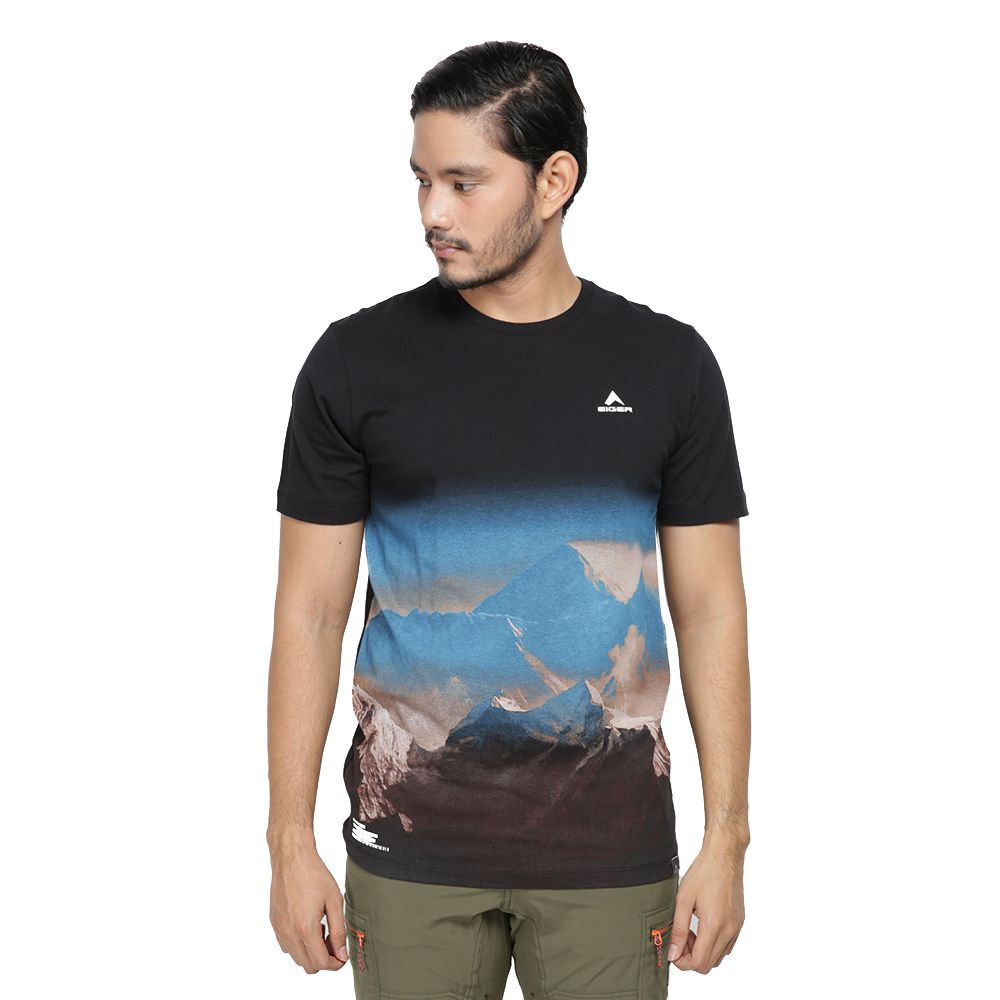 EIGER1989 SAGARMATHA เสื้อยืดผู้ชาย S/S T-SHIRT - สีดําต้นฉบับ