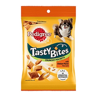 เพดดิกรี ขนมสุนัข เทสตี้ ไบทส์ ครันชี่ พ็อกเก็ต รสไก่ 60 กรัม อาหารสุนัข Pedigree Dog Snack Tasty Bites Crunchy Pockets