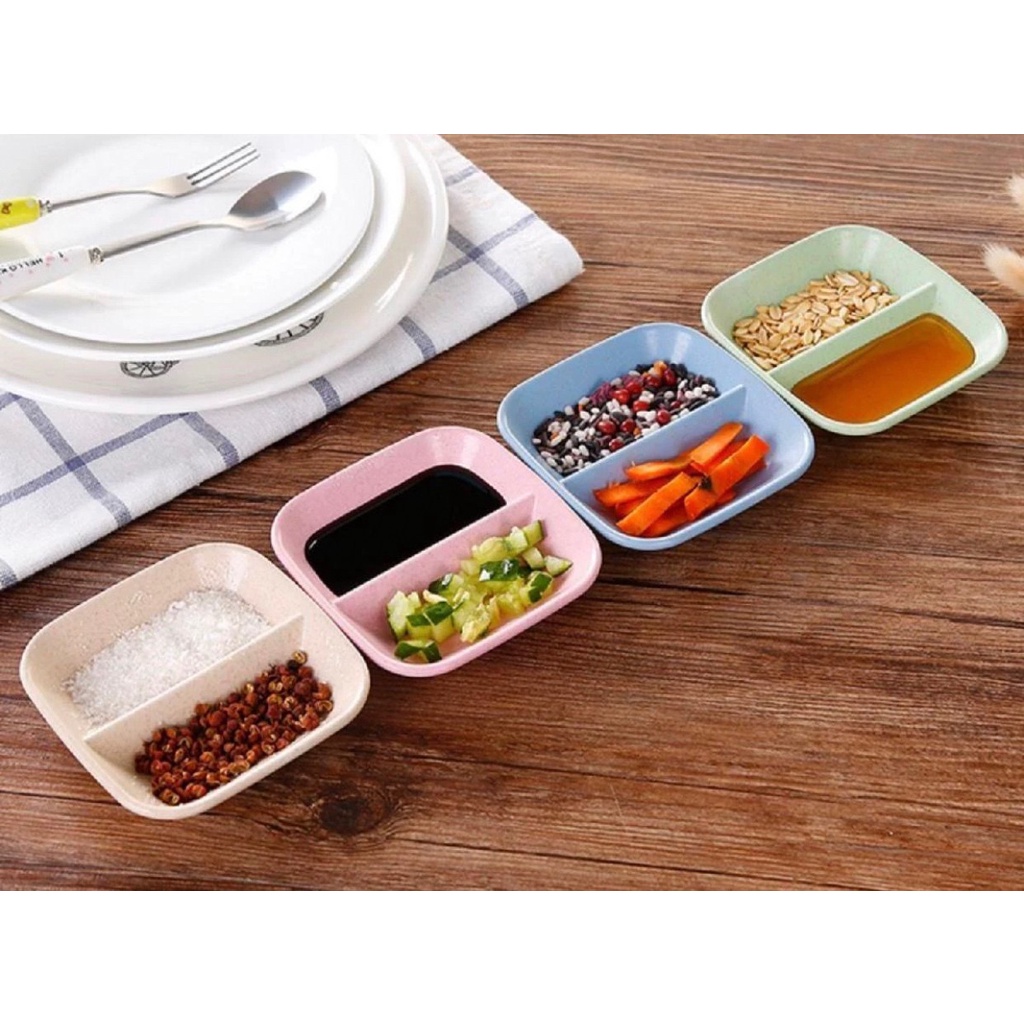 พร้อมส่ง ถ้วยน้ำจิ้ม แบ่งช่อง น้ำจิ้ม 2ช่อง ซอส คุณภาพสูง 30183 the10shop.