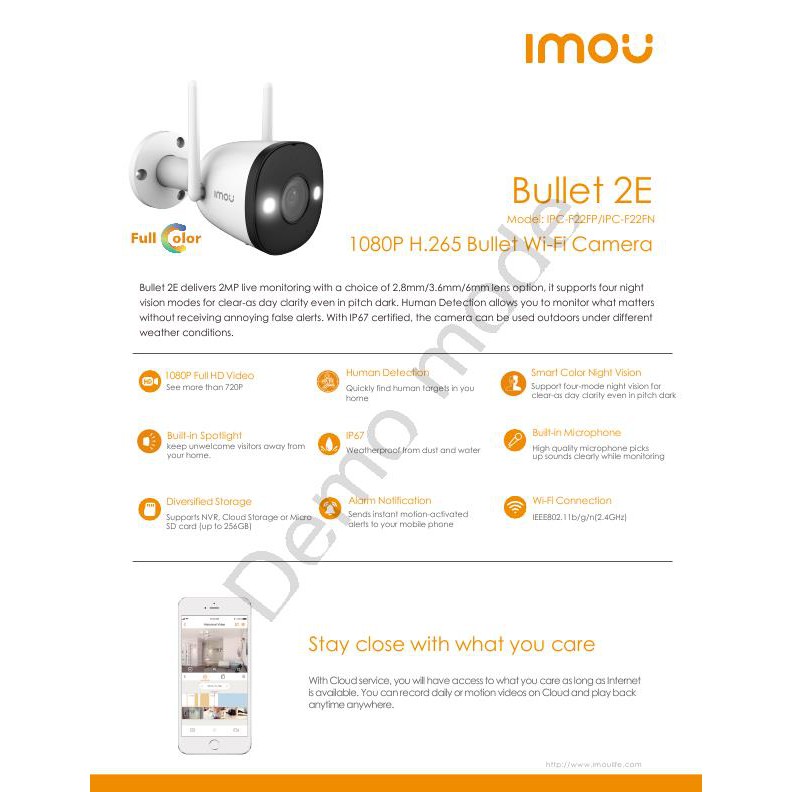 กล้องวงจรปิดไร้สาย  iMOU IPC-F22EP Bullet 2E
