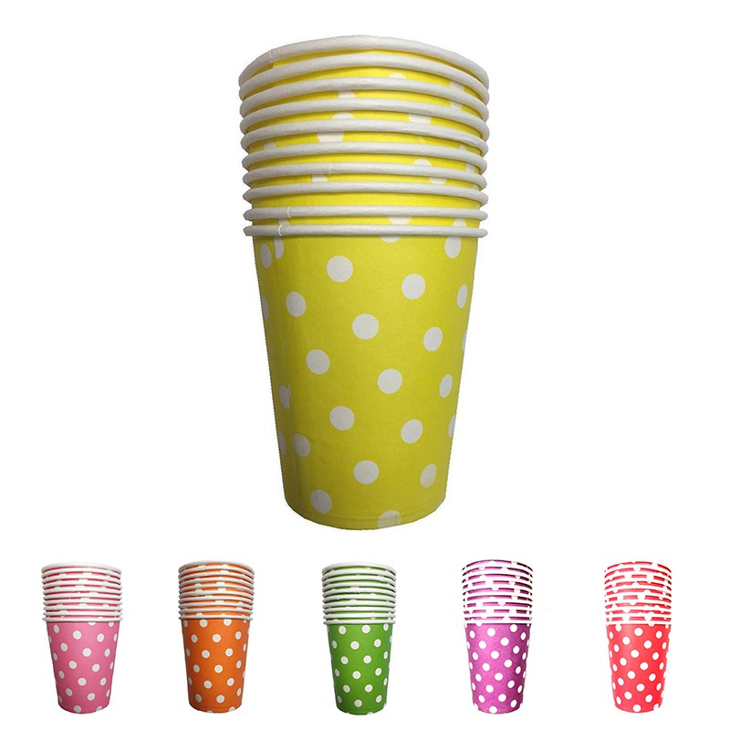 10pcs Polka Dots Paper Tableware Cups Birthday Party Wedding Events