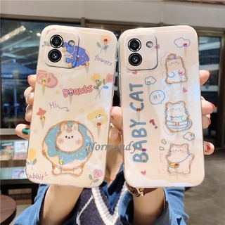 เคสโทรศัพท์ 2022 NEW Casing Samsung Galaxy A03 A03S A52S S21 FE M52 5G Cartoon Cute Cat Rabbit Blu-ray Rhinestone TPU Handphone Case เคส