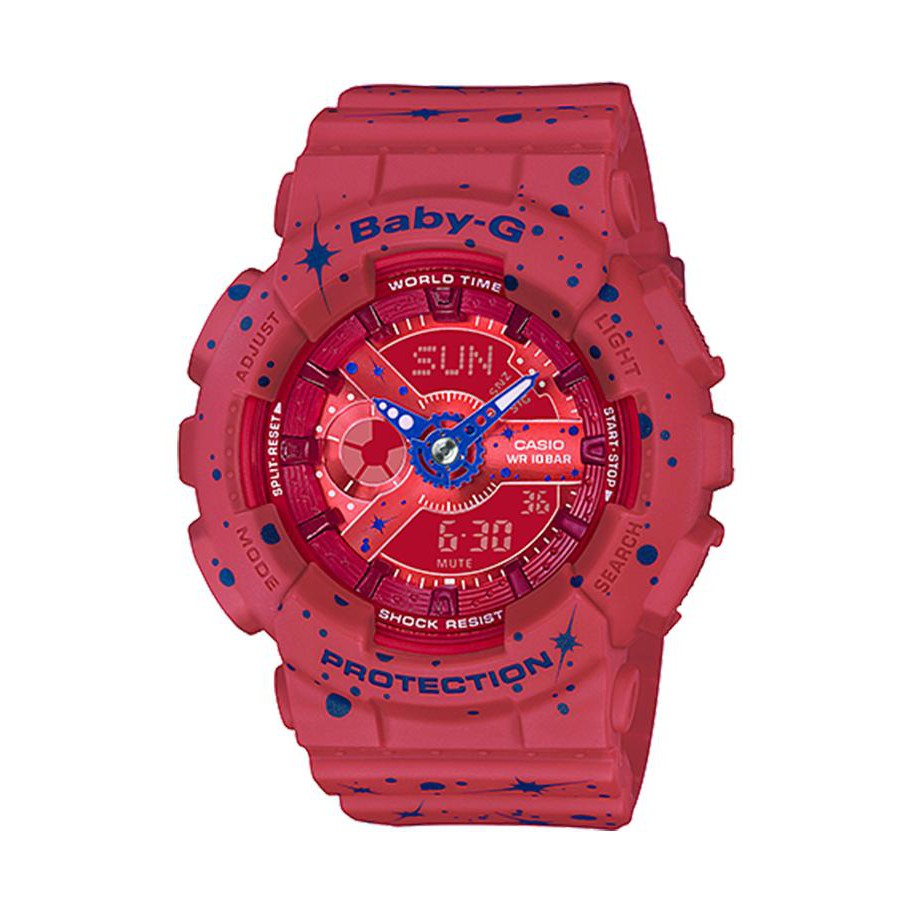 Casio  BABY G นาฬิกาข้อมือผู้หญิง สายเรซิ่น รุ่น BA-110ST-4A - สีแดง