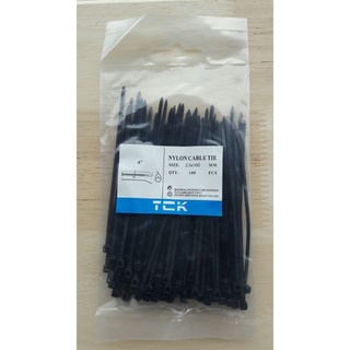 Cableties เคเบิ้ลไทร์สีดำ 4" (100เส้น/ถุง) ยาว 100mm. กว้าง​ 2.5mm.