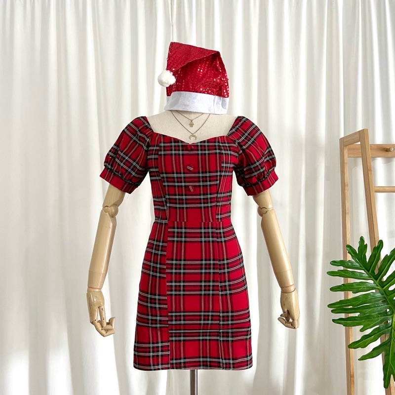 DD197 เดรสสก้อต ผ้าสกินนี่ ผ้าดีมากๆ ยืดได้เยอะๆๆ