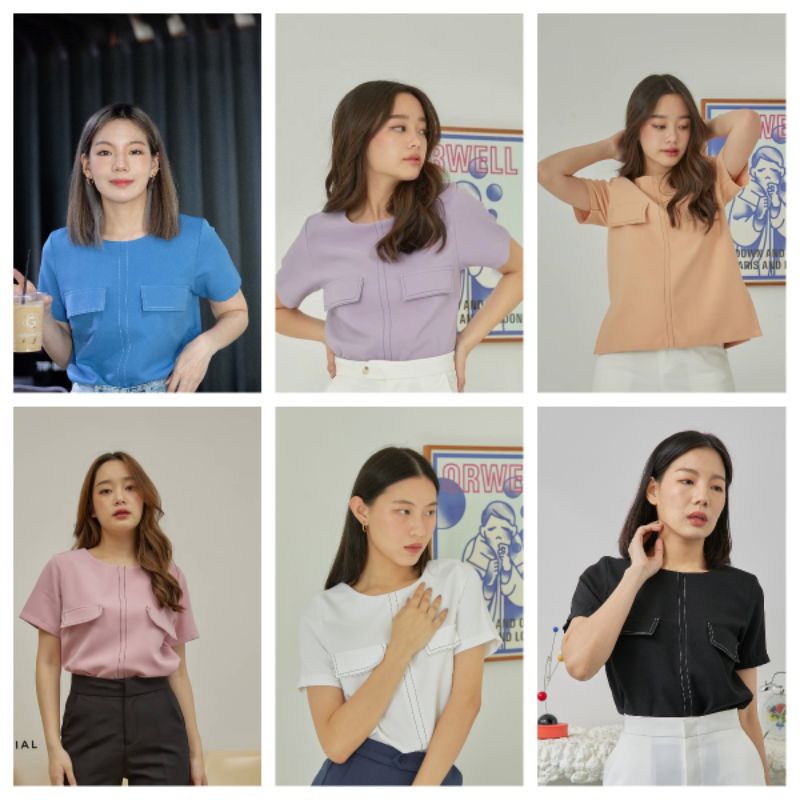 เสื้อผู้หญิง aandoB line blouse (ขนาดxs-xl)* * ระวังสินค้าลอกเลียนเเบบ ส่งฟรี