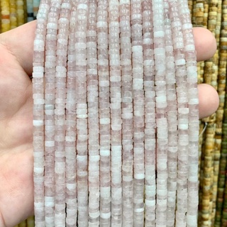 โรสควอตซ์ Rose Quartz หินแห่งความรัก ทรงกระบอกสั้น 2*4  mm เส้นยาว เกรด A