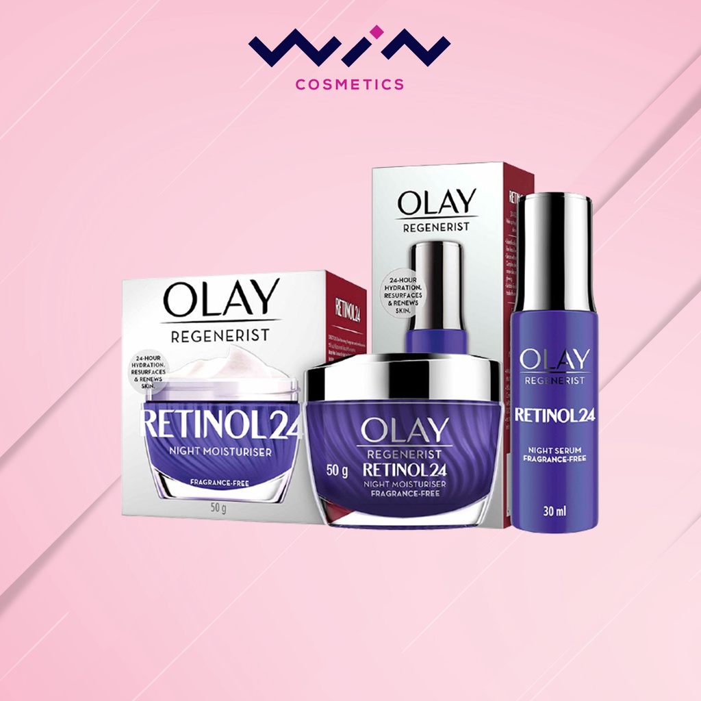 Olay โอเลย์ รีเจนเนอรีส เรตินอล24 มอยเจอร์ไรเซอร์/ซีรั่ม ครีม/ซีรั่มบำรุงกลางคืน บำรุงผิวหน้า ลดริ้ว