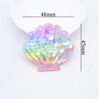 12 ชิ้น 48*45 มิลลิเมตรเชลล์ Appliques เลื่อม Embroider แพทช์ Scrapbooking