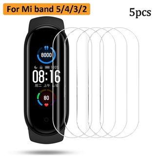 1 2 5pcs ฟิล์มป้องกัน Hydrogel สำหรับ Mi Band 5 4 3 ฟิล์มป้องกันสำหรับ Xiaomi Band ไม่กระจกนิรภัย ฟิล์มกันเสือก ฟิล์มกระจกแบบเต็มจอ ฟิมล์กระจกเต็มจอ Xiaomi Mi Band Film