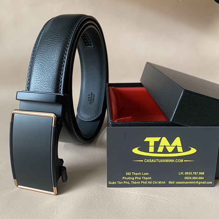 เข็มขัดผู้ชายหนังแท้สไตล์หรูหรา TM168 มาพร้อมกล่อง - สินค้านําเข้า