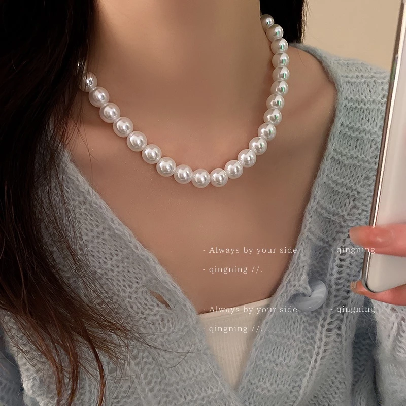 DREJEW สร้อยคอโซ่ ประดับไข่มุก ขนาดใหญ่ เข้ากับทุกการแต่งกาย สไตล์ฝรั่งเศส เรโทร เรียบง่าย แฟชั่นสําหรับผู้หญิง thumbnail 4