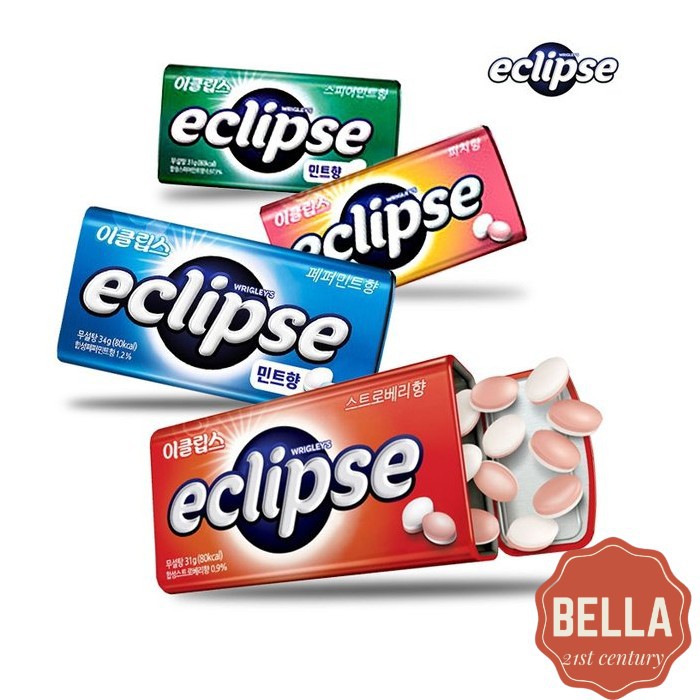 [Eclipse] ลูกอมไร้น้ําตาล 34 กรัม (รสเปปเปอร์มินต์, สเปียร์มินต์, สตรอเบอร์รี่, พีช) / จากเกาหลี