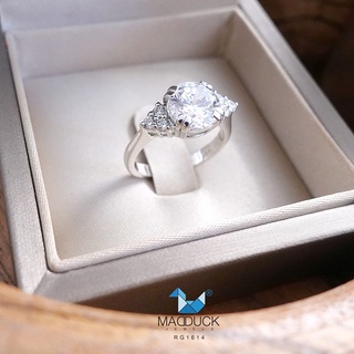 Madduckjewels แหวนเงินแท้ เพชร CZ ชุบโรเดียม RG1614