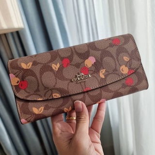 COACH F31562 SLIM ENVELOPE WALLET IN SIGNATURE CANVAS WITH CHERRY PRINTT