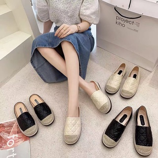 ✨ส่งจากในไทย ✨รุ่นใหม่ รองเท้าสลิปออน slip on ส้นแบนเปิดส้นใส่คู่กับกระโปรงสุดน่ารัก