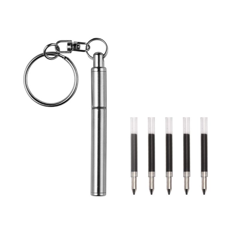 Portable for Key Ring Stainless Steel Telescopic Pen Telescoping Ballpoint Pens