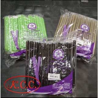 KCC หลอดไข่มุก หลอดใหญ่ ห่อฟิลม์ใส สี ทอง เขียว ดำ น้ำตาล จำนวน 100 เส้น