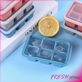 แม่พิมพ์น้ำแข็งก้อน ฝาปิด พร้อมฝา 6 ช่อง Ice tray mould