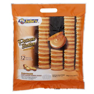 จูลี่ส์แซนด์วิชบิสกิตรสครีมเนยถั่ว 360กรัม Julies Sandwich Biscuits Creamy Peanut Butter 360g.