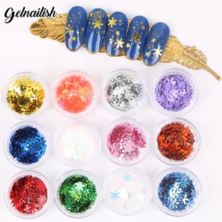 Snowflake Snow Nail Glitters 12 สี กริตเตอร์หิมะ กากเพชรเกล็ดหิมะ คละสี ตกแต่งเล็บ 12กระปุก 🎇✨