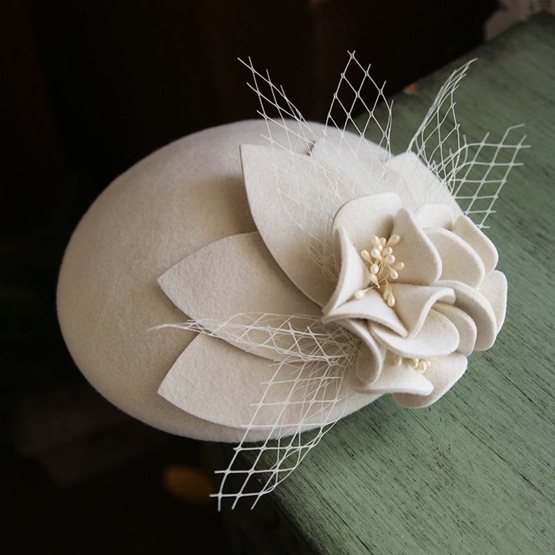 vintage-pure-wool-fedora-cap-women-mesh-flower-hat-headwear