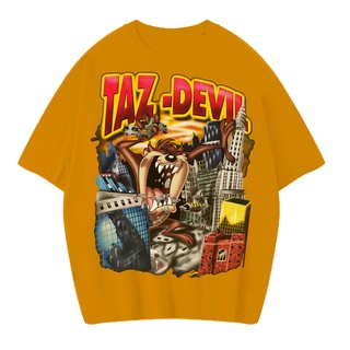 [100% Cotton] เสื้อยืดแขนสั้น พิมพ์ลาย LOONEY TUNES TAZ DEVIL VINTAGE ขนาดใหญ่