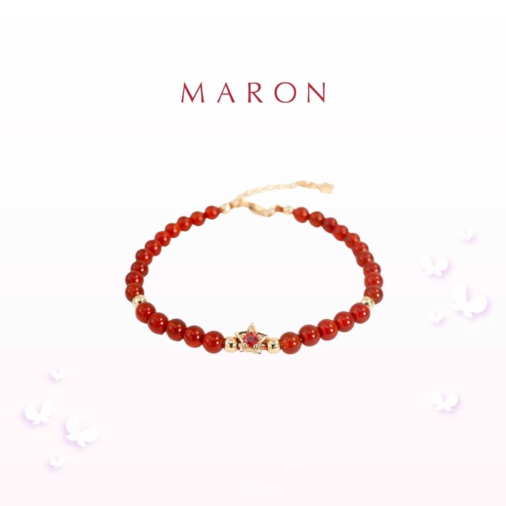 MARON – My Lucky Stars Chain Bracelet with Carnelian (Orange Sapphire) (โซ่เงิน) สร้อยข้อมือหินXอัญมณีมงคล