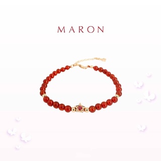 MARON - My Lucky Stars Chain Bracelet with Carnelian (Orange Sapphire) (โซ่เงิน) สร้อยข้อมือหินXอัญมณีมงคล