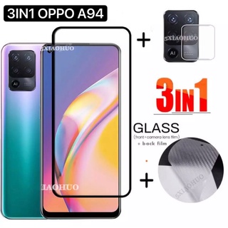 ฟิล์มOPPO A94/A93/A54/A16/Reno6Z/Reno6/Reno5/A31 ชุด3in1ฟิล์มเลนส์กล้อง+ฟิล์มกระจกเต็มจอ+ฟิล์มหลัง ฟิล์มกันกระแทกขอบดำ