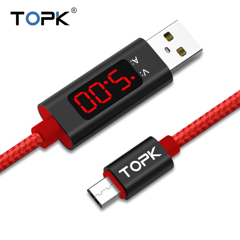 TOPK Fast Charging Voltage And Current display Lighting Micro USB Type-C Cable