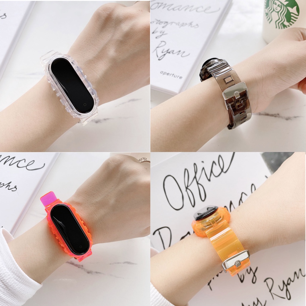 สายซิลิโคนใสสําหรับ เสี่ยวหมี่ ไมล์ วงดนตรี miband 9 8 ไมล์ Xiaomi mi band 3 4 5 6 7 8 9 กันน้ํากีฬาวงแฟชั่นเปลี่ยนสร้อยข้อมือ