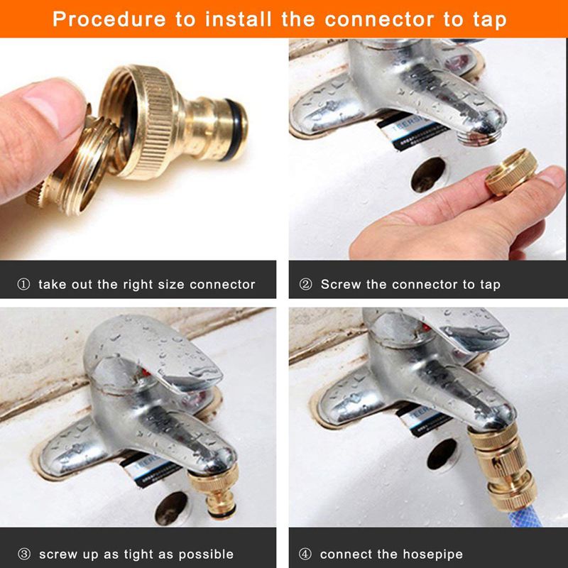 Brass Garden Hose Tap Connector 1/2 And 3/4 2in1 Female Threaded