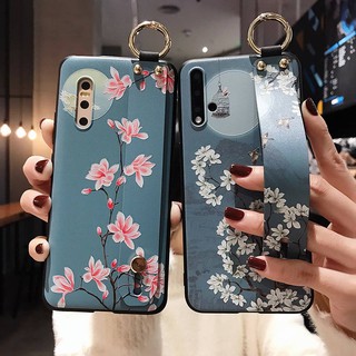 เคสโทรศัพท์มือถือ ลายดอกไม้ สีชมพู พร้อมสายคล้องมือ แฟชั่น สําหรับ Samsung Galaxy note 8 9 10 plus lite note20 ultra s8 s9 s10 s20 plus s21 s22 s23 ultra s20fe s21fe