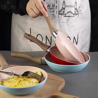 OKUMI_SHOP กระทะไม่ติด กระทะเคลือบหินอ่อน เตาแม่เหล็กไฟฟ้า non-stick16ซม.