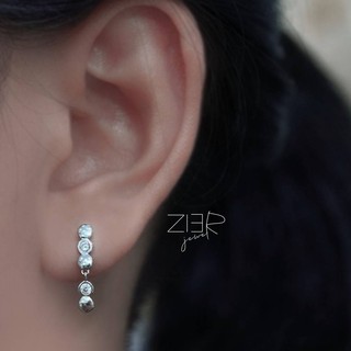 ต่างหูเงินแท้ 925 ประดับพลอยCZ Earring Silver 925 With Cubic Zirconia-(E33180183)