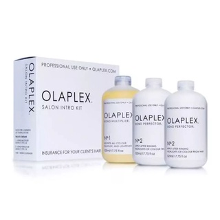 Olaplex Professional Salon Kit No.1, No.2 (2 ขวด) ขนาด525 Ml ของแท้ 100% พรีเมี่ยม ผมเสีย แห้งฟู ทำสี ฟอกผม ทำเคมี ดัด