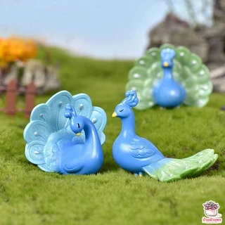 นกยูงเจ้าเสน่ห์ ตุ๊กตาจิ๋ว โมเดลจิ๋ว แต่งสวน