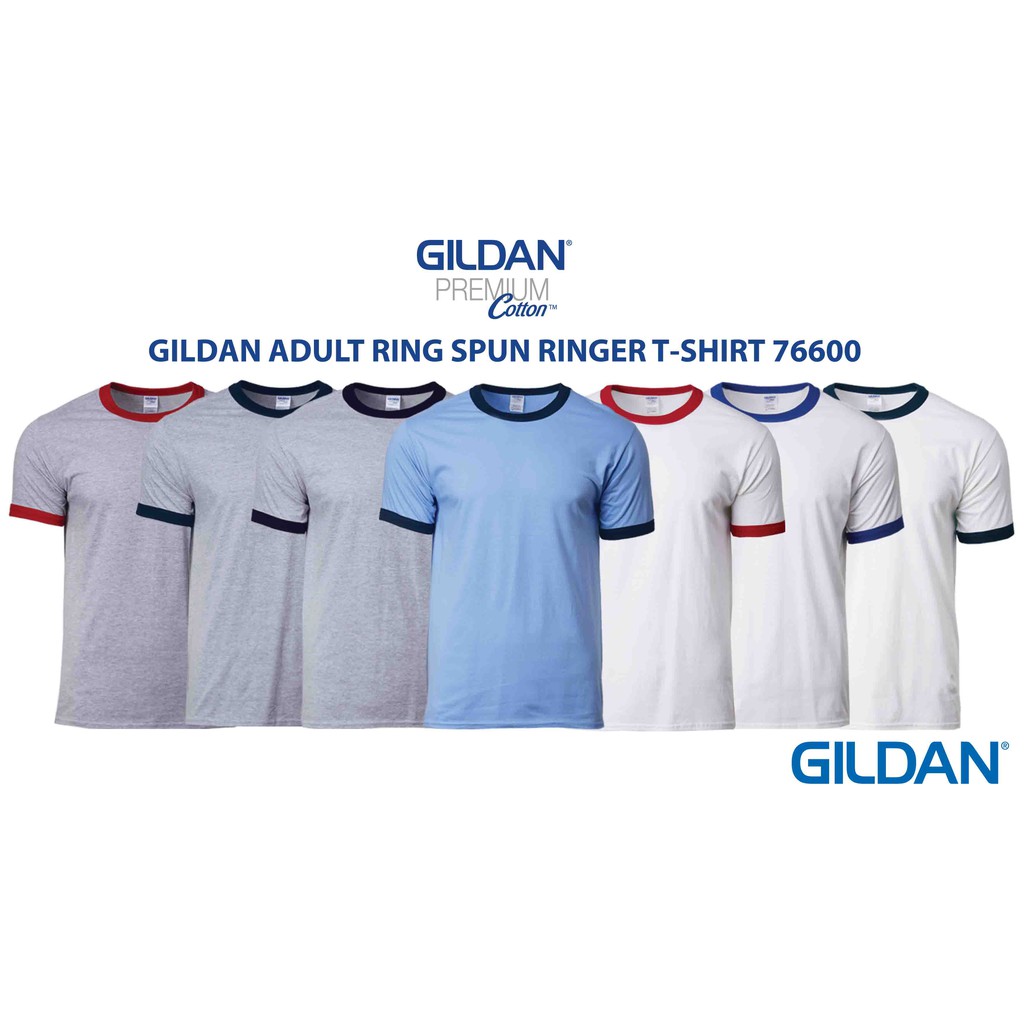 เสื้อยืด Gildan Premium Cotton Adult Ringer 76600
